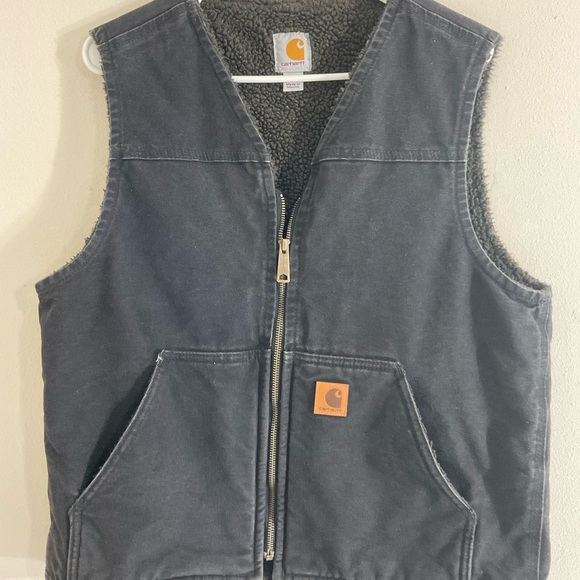 Carhartt Sherpa Fleece Lined Duck Canvas Vest V26 Men's Size Med New Without Tag - Picture 2 of 8